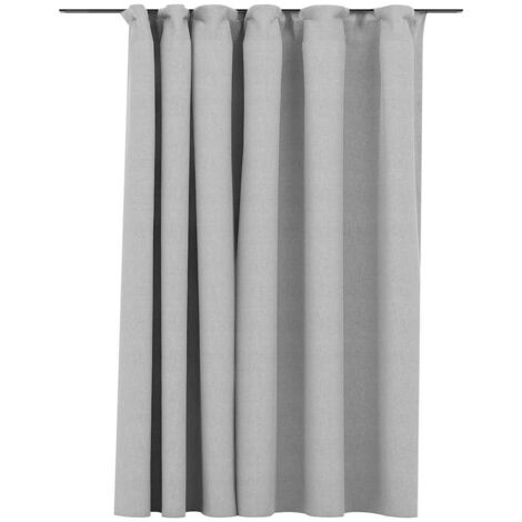 Rideau occultant d'aspect de lin avec crochets Gris 290x245 cm CFW23708