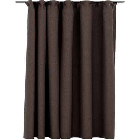 Rideau occultant d'aspect de lin avec crochets Taupe 290x245 cm CFW20840
