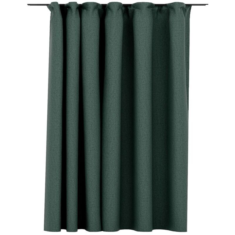 Doc&et² - inlife Rideau occultant d'aspect de lin avec crochets Vert 290x245 cm