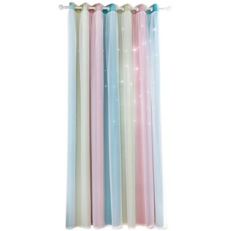 Rideau occultant double couche à motif étoiles ajourées dégradé simple (1 pièce) pour chambre ou salon.
