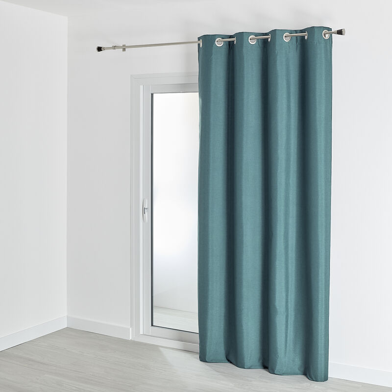 Homemaison - Rideau 100% occultant - Effet chiné Bleu Paon 140x260 cm