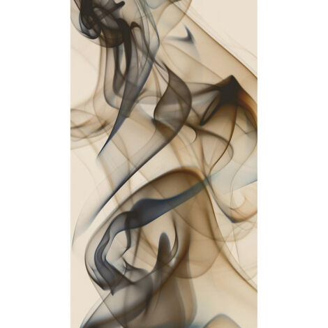 Rideau occultant effet fumée noire sur fond beige - 140 cm x 245 cm