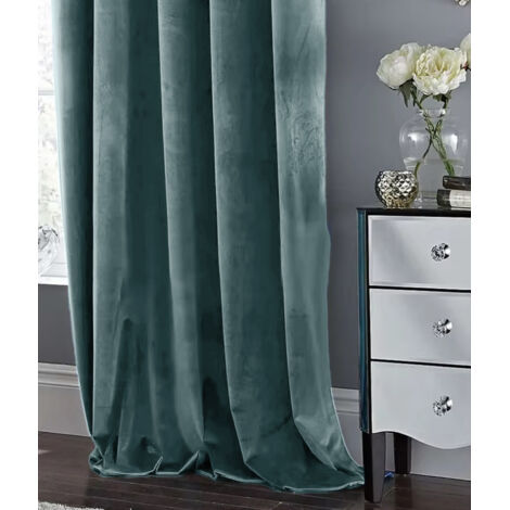 Rideau occultant en velours 90% opaque – Couleur bleu froid – Dimensions 140x250 cm – Tissu doux et résistant à plusieurs lavages