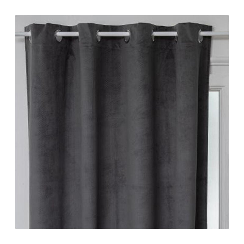 Rideau Occultant en Velours 'Otto' 140x260cm Gris