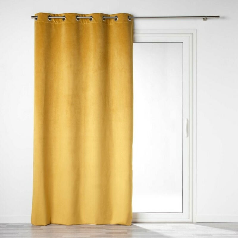 Homemaison - Rideau a oeillets 135 x 260 cm 100% occultant/velours uni velounight Jaune