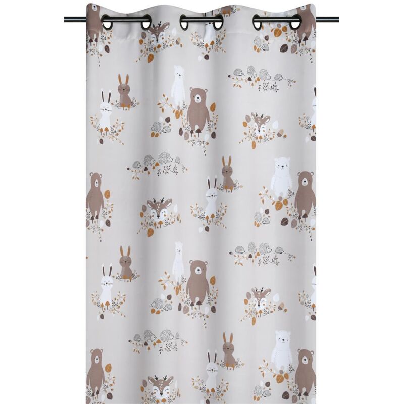 Rideau occultant enfant animaux de la forêt Naturel 135x260 cm