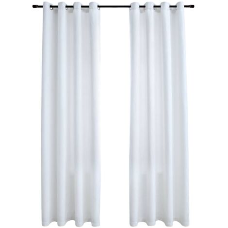 Rideau occultant et anneaux en métal 2 pcs Blanc cassé 140x245cm CFW20030