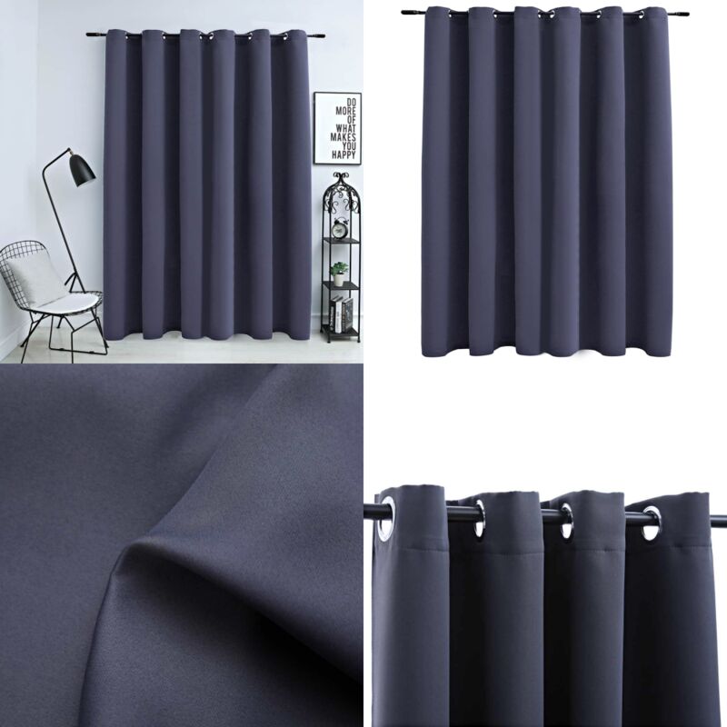 Vidaxl - Rideau occultant et anneaux en métal Anthracite 290x245 cm - Rideau Occultant - Rideau Anthracite - Rideau Pour Salon - Rideau Pour Chambre