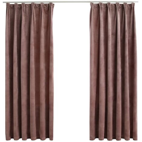 Rideau occultant et crochet 2 pcs Velours Rose antique 140x175cm CFW90613