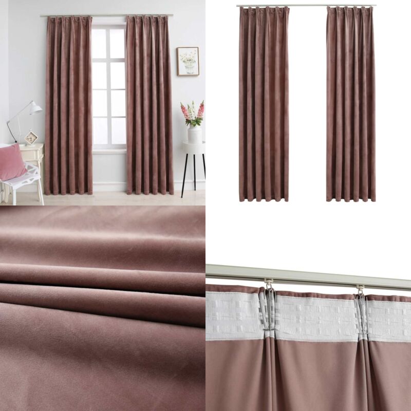 Vidaxl - Rideau occultant et crochet 2pcs Velours Rose antique 140x225cm - Rideaux Velours - Rideaux Décoratifs - Rideaux Occultants - Rideaux Pour