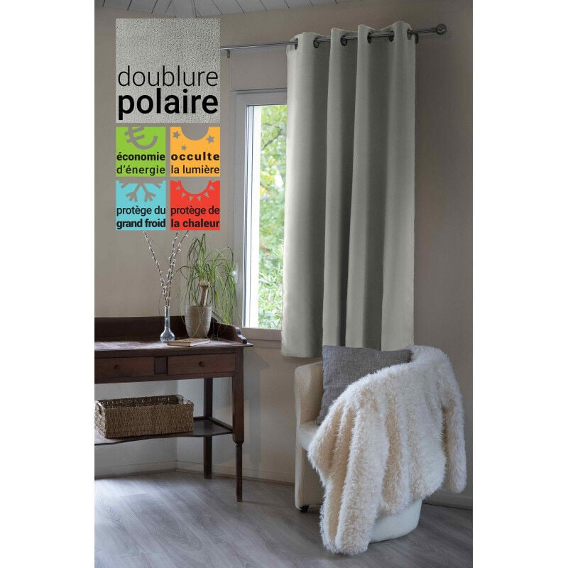 L'effet Papillon - Rideau occultant et thermique doublé polaire 'Inuit' toutes dimensions - Couleur: Inuit Gris Clair - Taille de rideaux: Panneau