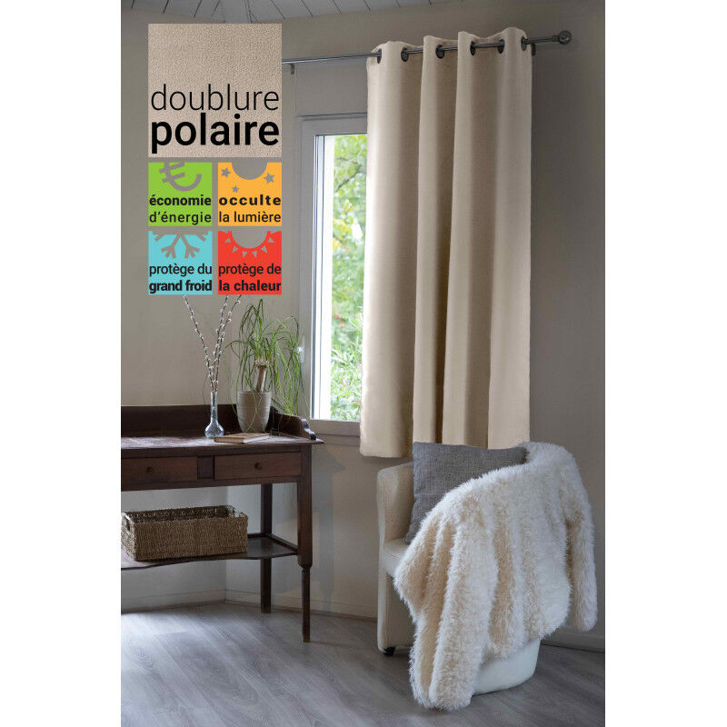 L'effet Papillon - Rideau occultant et thermique doublé polaire 'Inuit' toutes dimensions - Couleur: Inuit Pampa - Taille de rideaux: Panneau