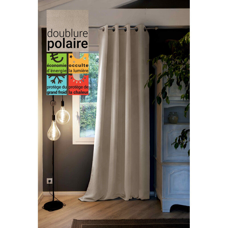 L'effet Papillon - Rideau occultant et thermique doublé polaire 'Inuit' toutes dimensions - Couleur: Inuit Pampa - Taille de rideaux: Panneau