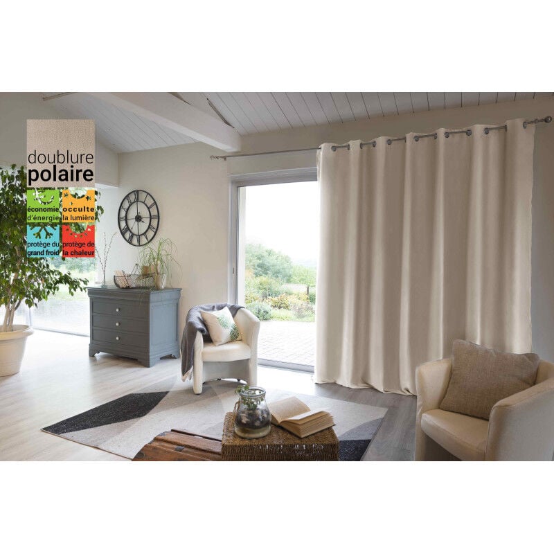 L'effet Papillon - Rideau occultant et thermique doublé polaire 'Inuit' toutes dimensions - Couleur: Inuit Pampa - Taille de rideaux: Panneau