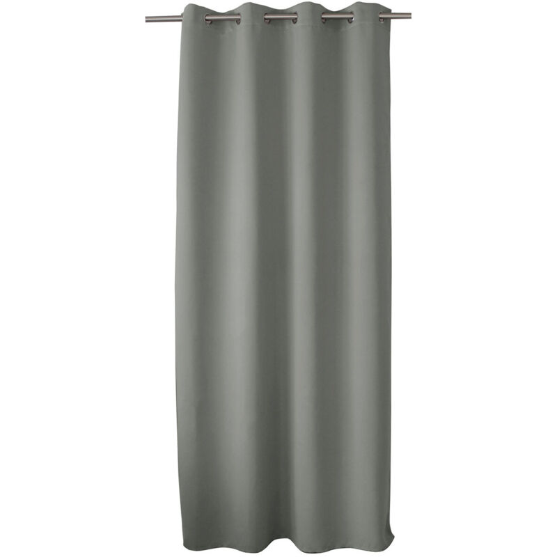 Rideau occultant uni avec 8 illets - Gris - 140 x 240 cm