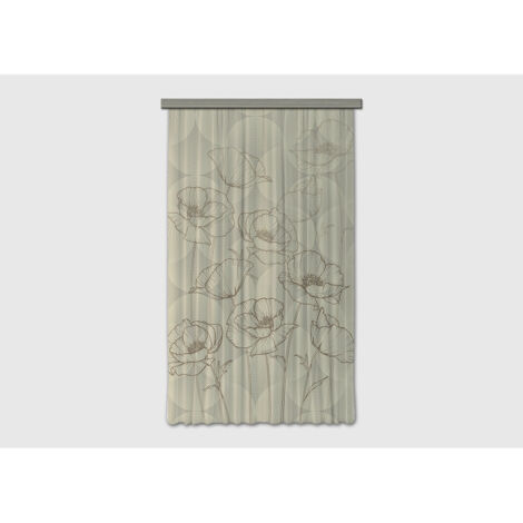 Rideau occultant fleurs minimaliste sur fond beige - 140 cm x 245 cm