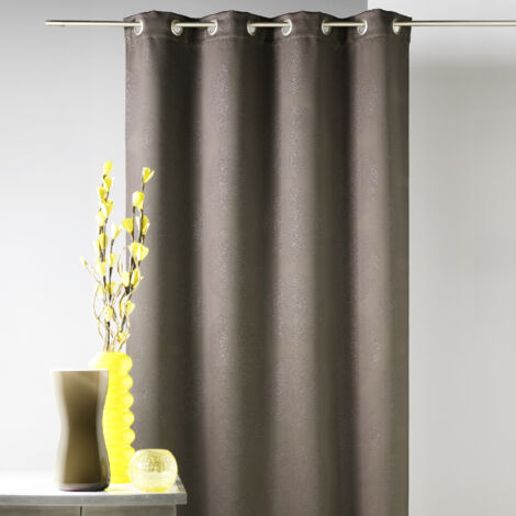 Rideau occultant frappé ronds 80% "Occultant" Marron chocolat 140x260 cm
