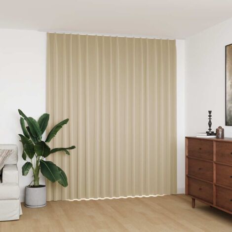 Rideau occultant grande taille 290 x 245 cm - Beige - Avec crochets métalliques - Noirceur totale