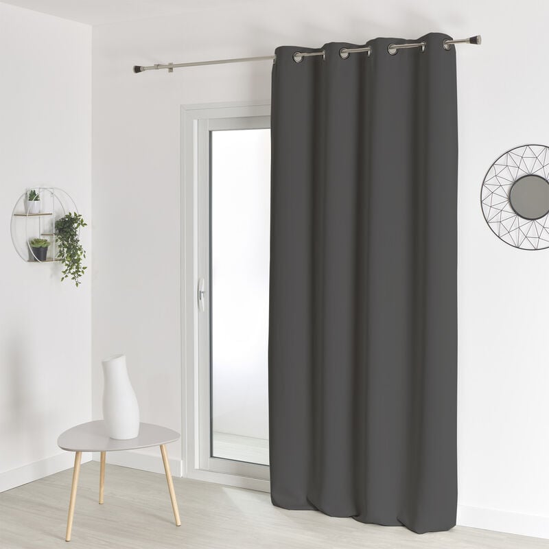 Homemaison - Rideau occultant ignifugé non feu M1 Gris Foncé 140x260 cm