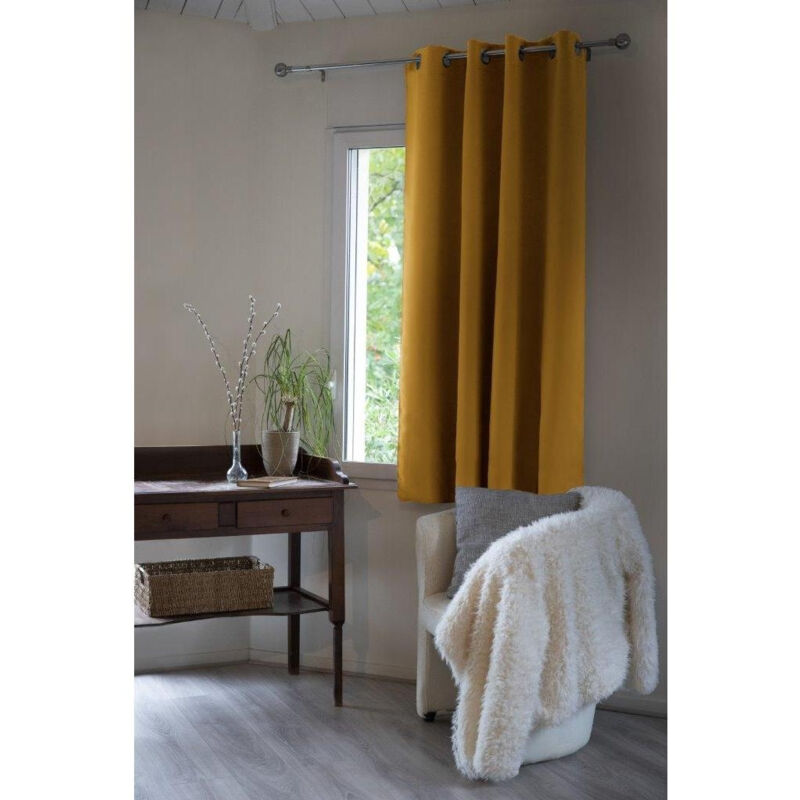 Intex Deco - Rideau occultant isolant phonique + polaire 140 x 180 cm Inuit Jaune moutard