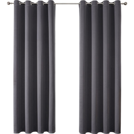 Rideau Occultant Lot de 2, 132 x 160 cm Doux et Esthétiques Rideaux Occultant pour Salon et Chambre Décoration Maison  Lavable pour Chambre Salon, Gris Foncé