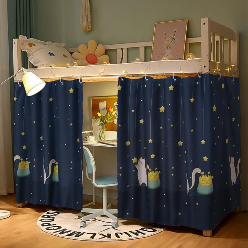 Rideau occultant mi-hauteur pour lit superposé/mezzanine, anti-poussière/insectes, couvre-lit dortoir étudiant