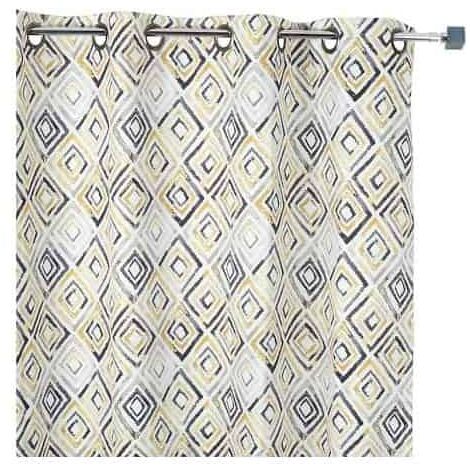 Rideau occultant motif losange - 145x260cm - Jaune
