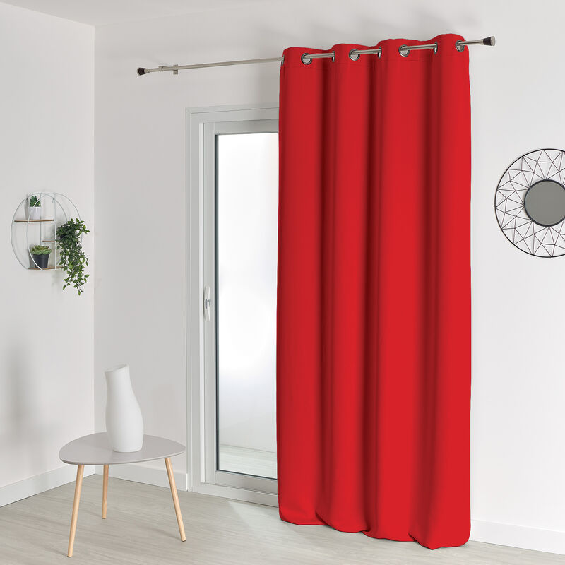 Homemaison - Rideau occultant uni M1 non feu Rouge foncé 140 x 260 cm - Rouge foncé