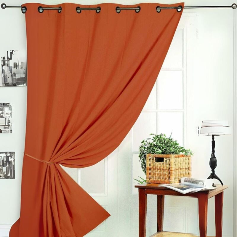 Homemaison - Rideau occultant Non Feu M1 Brique 140x260 cm