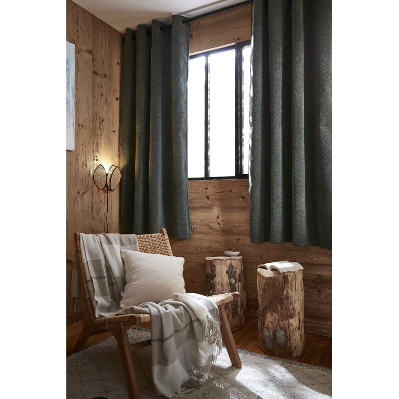 L'effet Papillon - Rideau occultant phonique et thermique doublé polaire 'Bjorn' 100% opaque - Couleur: Bjorn Romarin - Taille de rideaux: Panneau