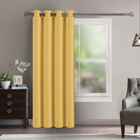 Rideau occultant pour chambre et salon Jaune moutarde 140x260 cm