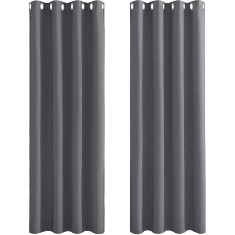 Rideau Occultant - Rideaux Anti Froid Gris Paire Tenture Opaque à Oeillets Isolation Thermique/Lumiere Decoration pour Chambre Maison Salon, 140 x 240 cm, 2 Pièces
