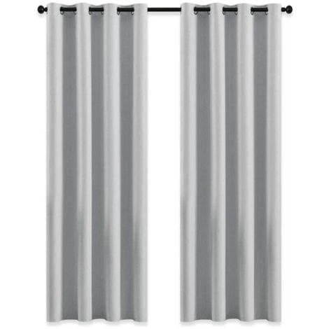 Rideau Occultant - Rideaux d'Extérieur pour Jardin Pergola à Oeillets Lumière Bloquer Isolant Thermique Décoration pour Tonnelle, L 132 x H 213 cm, Gris Blanc, 2 PCs