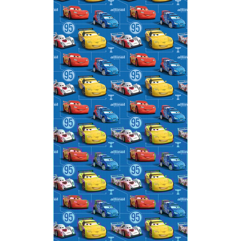 Rideau occultant taille l Cars Flash McQueen sur fond bleu foncé de Disney 140CM x 245CM