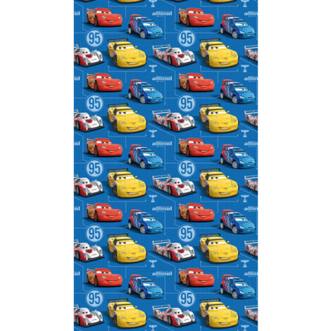 Rideau occultant taille L Cars Flash McQueen sur fond bleu foncé de Disney 140CM X 245CM