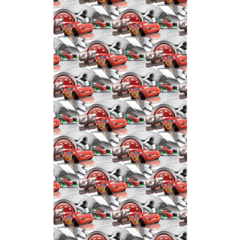 Rideau occultant taille L Cars Flash McQueen sur fond gris clair de Disney 140CM X 245CM