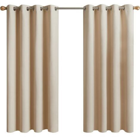 Rideau occultant thermique 2 panneaux 132 x 155 cm – Isolant anti froid et bruit – 8 œillets pour installation facile – Beige écru