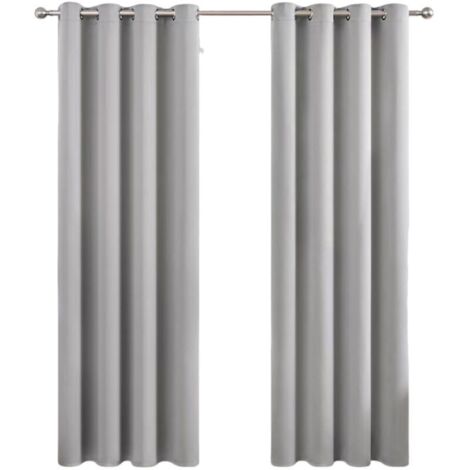 Rideau Occultant Thermique à Oeillets - 1 Pièce 132x213cm - Décoration Fenêtre pour Salon et Chambre - Gris Clair