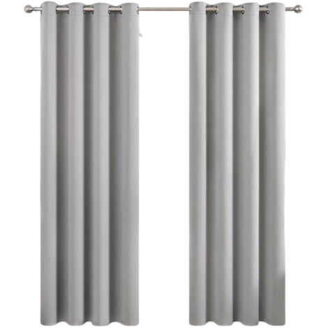 Rideau Occultant Thermique à Oeillets - 1 Pièce 132x213cm - Décoration Fenêtre pour Salon et Chambre - Gris Clair