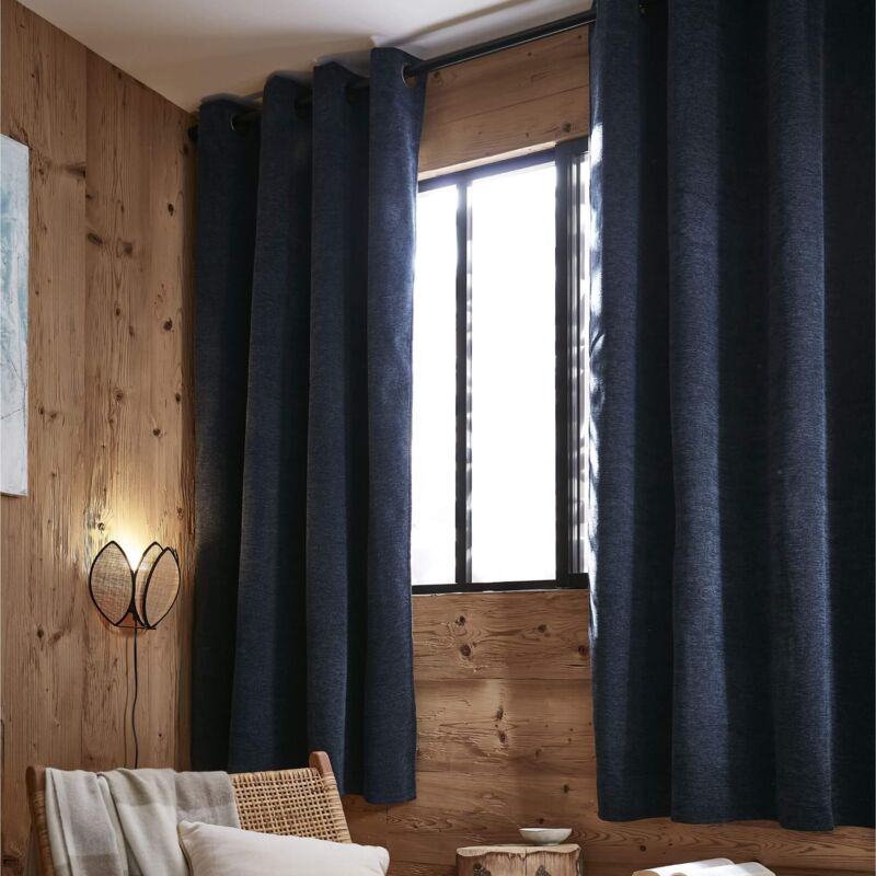 Rideau occultant thermique à oeillets 140x180 Bleu