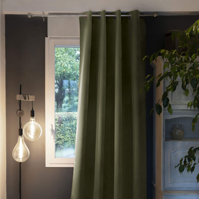 Rideau occultant thermique à œillets kaki 180x260