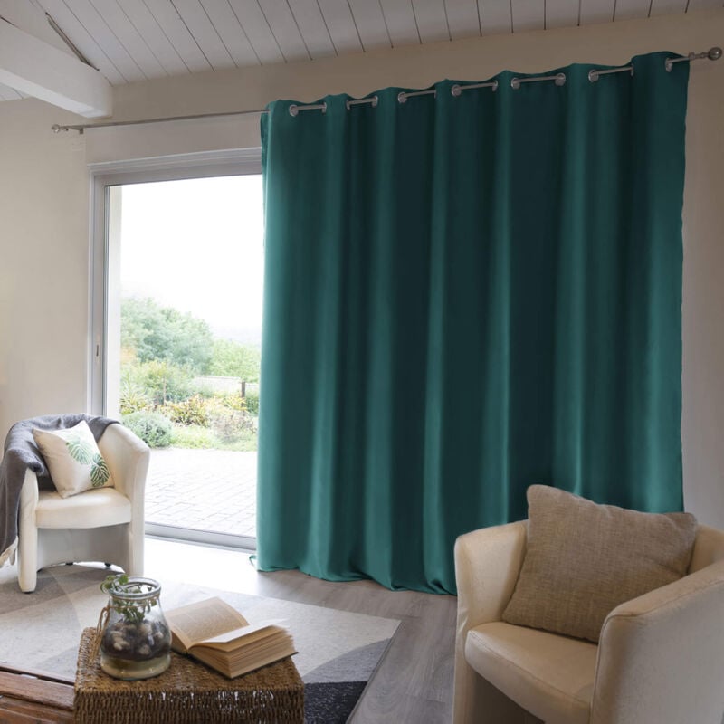 Rideau occultant thermique à œillets bleu canard 280x260