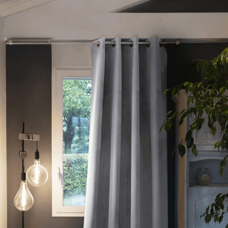 Rideau occultant thermique à œillets gris 180x260