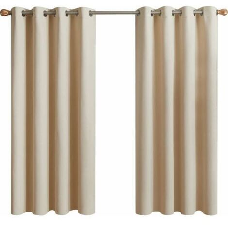 Rideau Occultant Thermiques, 2 Panneaux Rideaux Courts Isolant Anti Froid et Anti Bruit à Oeillets pour Salon, Chambre Enfant ou Adulte, Dressing (132 x 155cm, Beige Écru),de dyk.Trywise