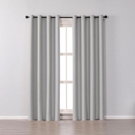 Rideau Occultant Une Piece Thermique à Oeillet Décoration de Fenêtre Pour Salon et Chambre 132 x 213 cm Gris Clair gris clair