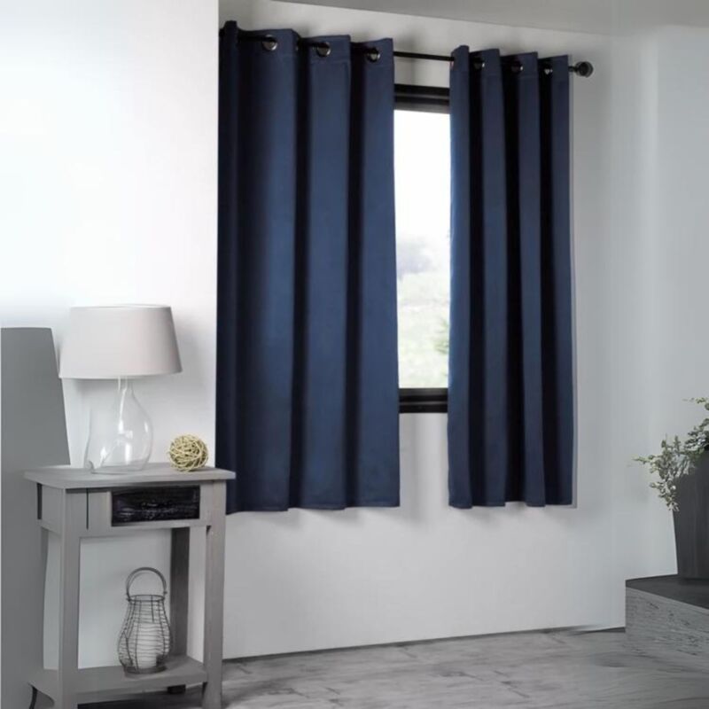 Rideau occultant uni 210gr/m2 Bleu Marine 135x180 cm