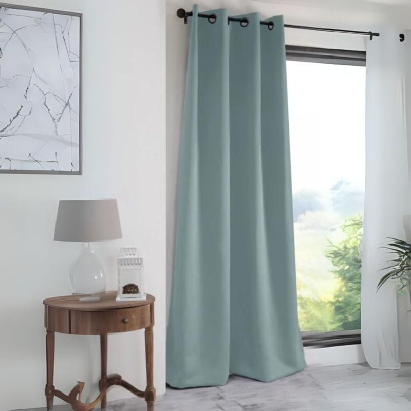 Rideau occultant uni 210gr/m2 Vert d'eau 135x250 cm
