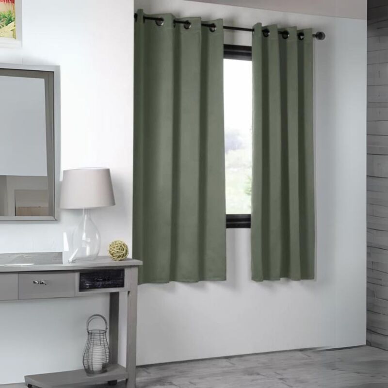 Rideau occultant uni 210gr/m2 Kaki 140x280 cm