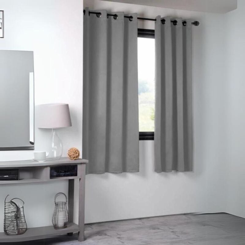 Rideau occultant uni 210gr/m2 Gris clair 135x250 cm