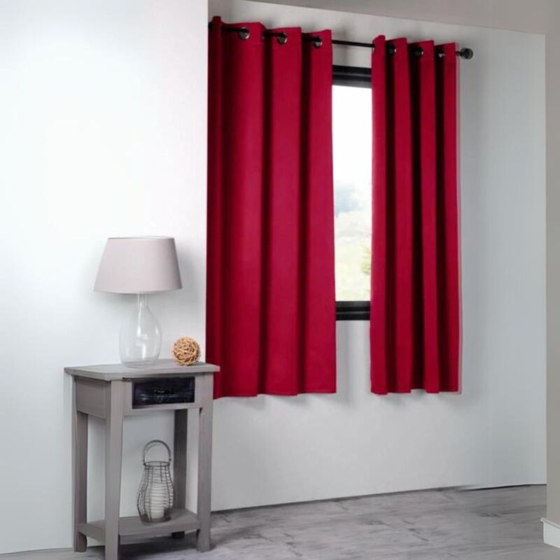 Rideau occultant uni 210gr/m2 Rouge 135x180 cm